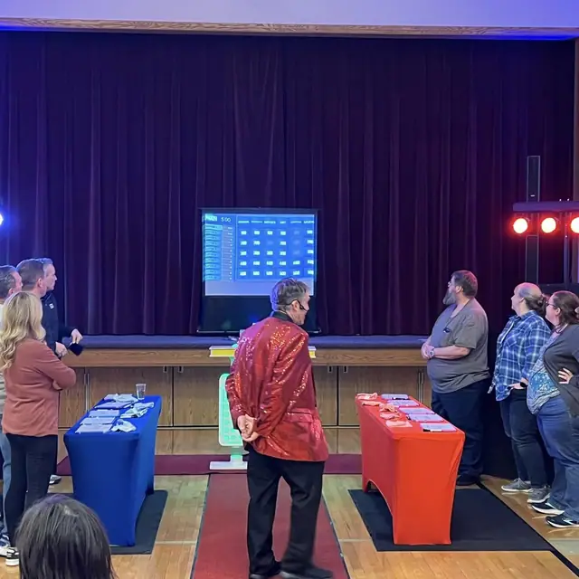 A church gym, fully staged