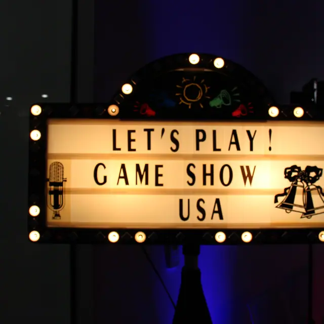 The marquee, lit